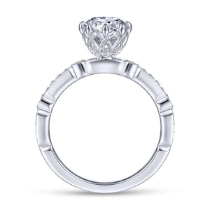 Gabriel & Co. 14k White Gold Victorian Straight Engagement Ring