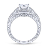 Gabriel & Co. 14k White Gold Art Deco Halo Engagement Ring