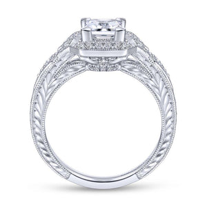 Gabriel & Co. 14k White Gold Art Deco Halo Engagement Ring