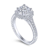 Gabriel & Co. 14k White Gold Art Deco Halo Engagement Ring