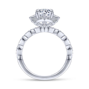 Gabriel & Co. 14k White Gold Art Deco Halo Engagement Ring