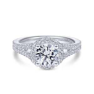 Gabriel & Co. 14k White Gold Contemporary Halo Engagement Ring