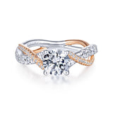 Gabriel & Co. 14k Two Tone Gold Contemporary Twisted Engagement Ring