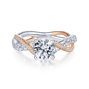 Gabriel & Co. 14k Two Tone Gold Contemporary Twisted Engagement Ring