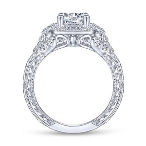Gabriel & Co. 14k White Gold Victorian Halo Engagement Ring