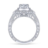 Gabriel & Co. 14k White Gold Art Deco Halo Engagement Ring