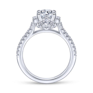 Gabriel & Co. 14k White Gold Art Deco Halo Engagement Ring
