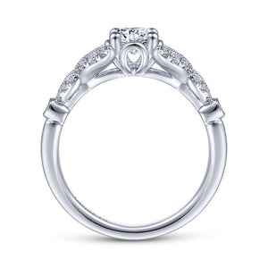 Gabriel & Co. 14k White Gold Victorian Split Shank Engagement Ring