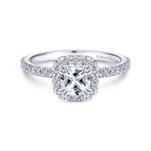 Gabriel & Co. 14k White Gold Contemporary Halo Engagement Ring