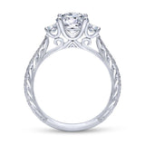 Gabriel & Co. 14k White Gold Contemporary 3 Stone Engagement Ring