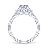 Gabriel & Co. 14k White Gold Contemporary 3 Stone Engagement Ring