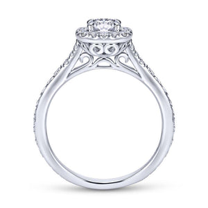 Gabriel & Co. 14k White Gold Victorian Halo Engagement Ring