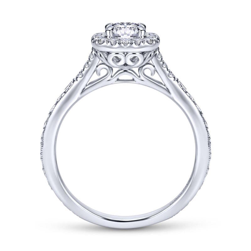 Gabriel & Co. 14k White Gold Victorian Halo Engagement Ring