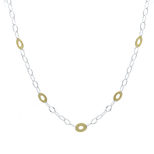 Frederic Duclos Sterling Silver And Yellow Gold Plated Oval Delight Necklace