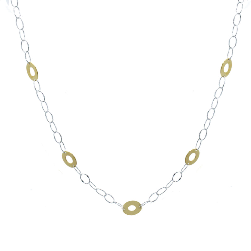 Frederic Duclos Sterling Silver And Yellow Gold Plated Oval Delight Necklace