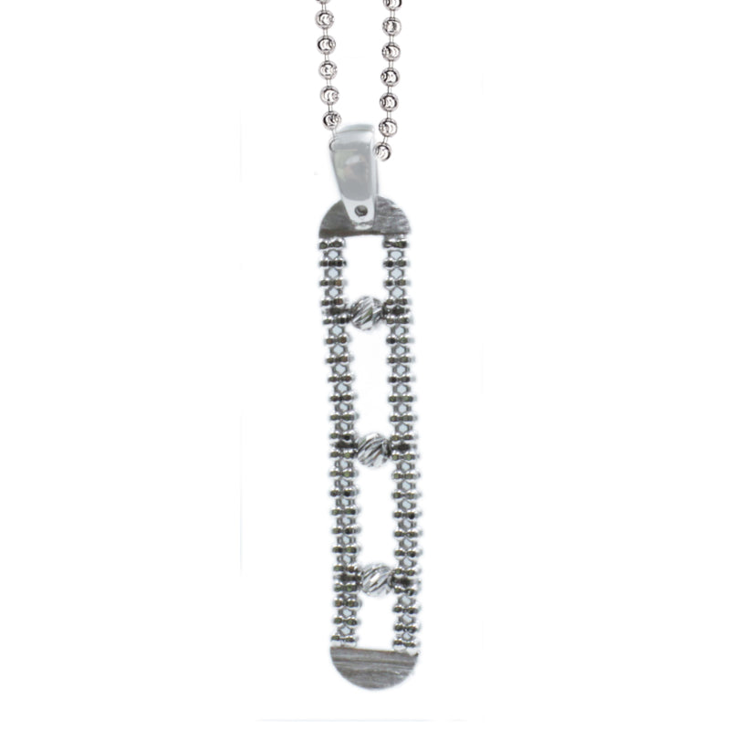 Frederic Duclos Sterling Silver Caviar Ladder Necklace