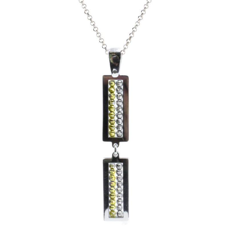 Frederic Duclos Sterling Silver And Yellow Gold Plated Caviar Framed Necklace