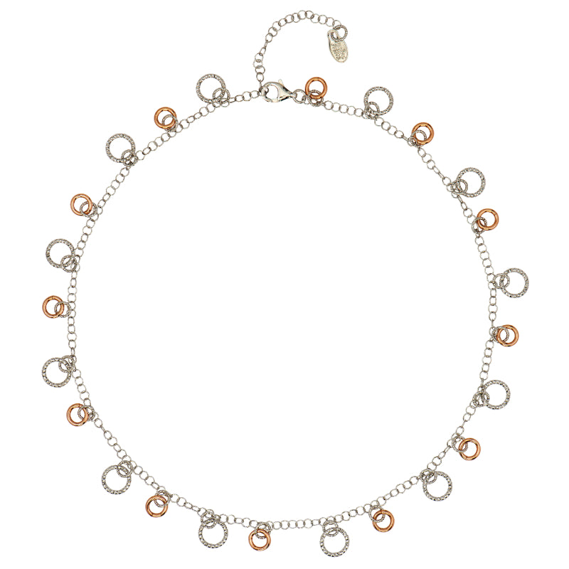 Frederic Duclos Sterling Silver And Rose Gold Plated Circle Dance Necklace