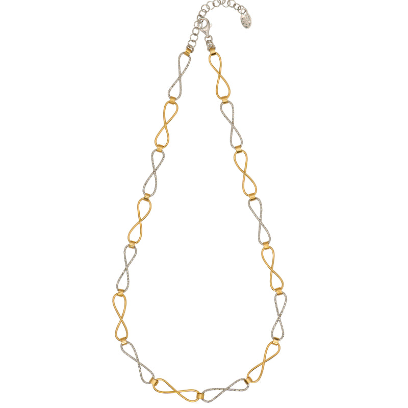 Frederic Duclos Sterling Silver And Yellow Gold Plated Elongated Infinity Necklace