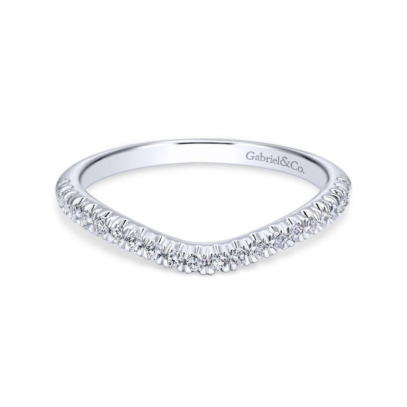 Gabriel & Co. 14k White Gold Contemporary Curved Wedding Band