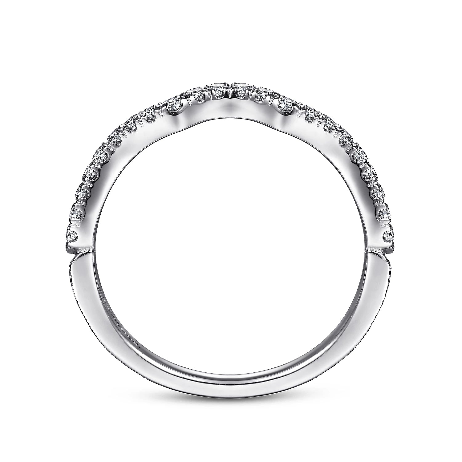 Gabriel & Co. 14k White Gold Victorian Curved Wedding Band