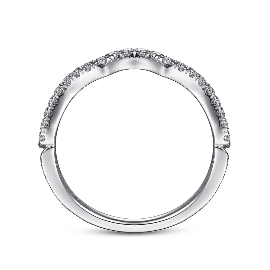 Gabriel & Co. 14k White Gold Victorian Curved Wedding Band