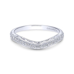 Gabriel & Co. 14k White Gold Victorian Curved Wedding Band