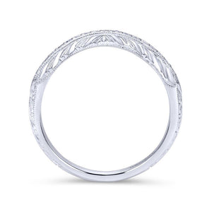 Gabriel & Co. 14k White Gold Victorian Curved Wedding Band
