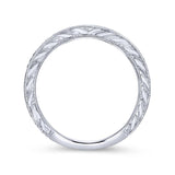 Gabriel & Co. 14k White Gold Victorian Diamond Wedding Band