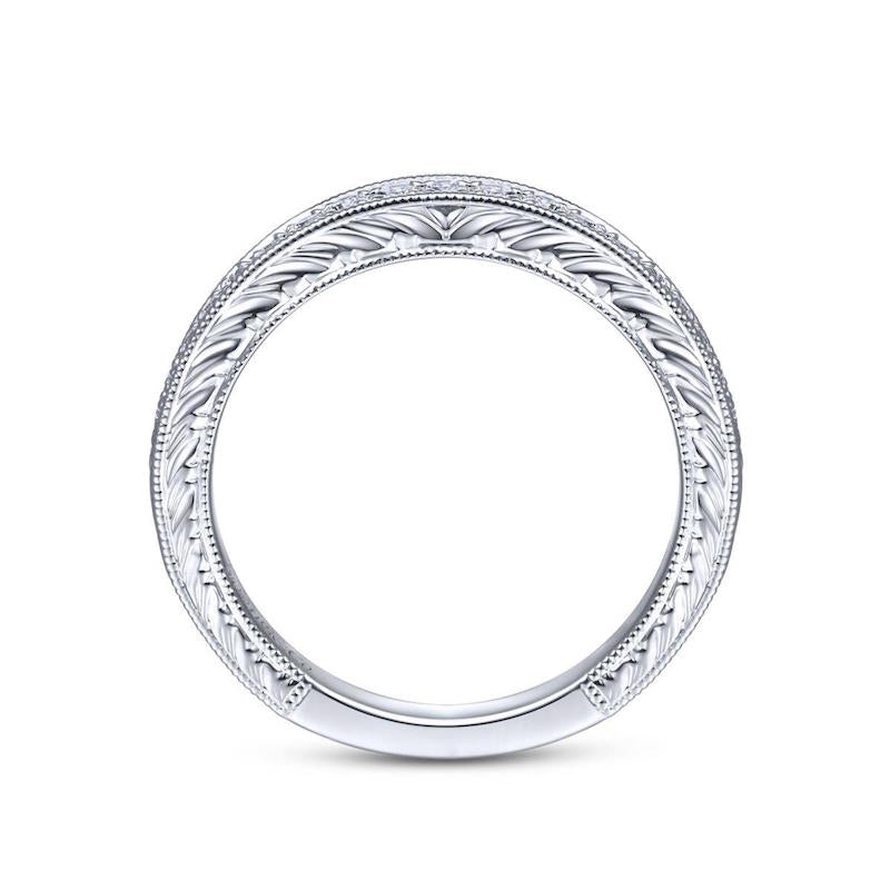 Gabriel & Co. 14k White Gold Victorian Diamond Wedding Band