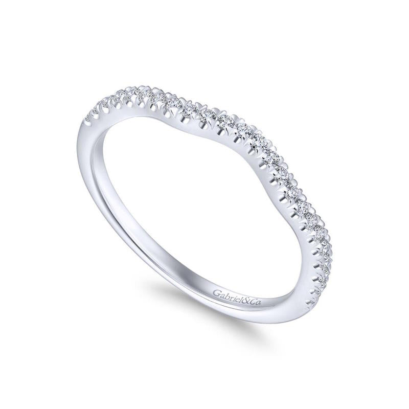 Gabriel & Co. 14k White Gold Contemporary Curved Wedding Band