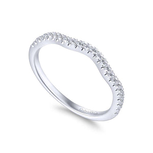 Gabriel & Co. 14k White Gold Contemporary Curved Wedding Band