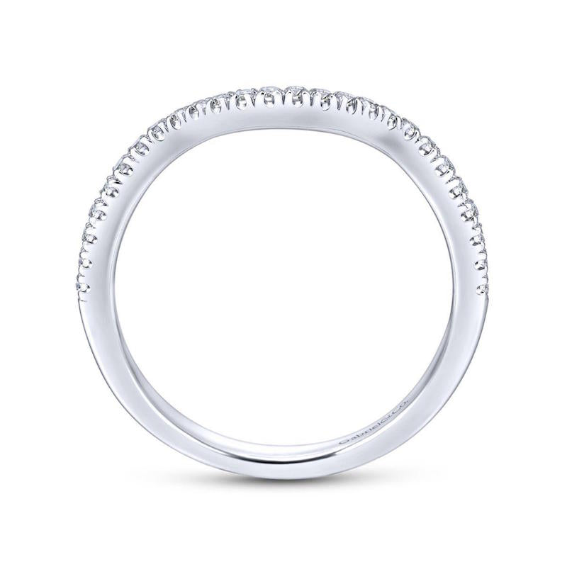 Gabriel & Co. 14k White Gold Contemporary Curved Wedding Band