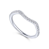 Gabriel & Co. 14k White Gold Contemporary Curved Wedding Band
