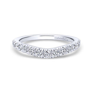 Gabriel & Co. 14k White Gold Contemporary Curved Wedding Band