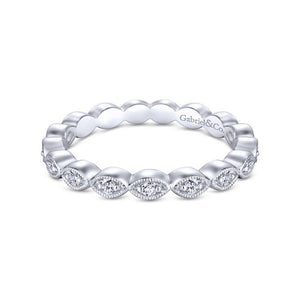Gabriel & Co. 14k White Gold Victorian Diamond Wedding Band