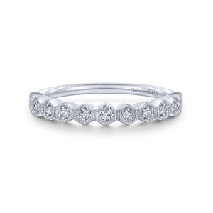 Gabriel & Co. 14k White Gold Victorian Diamond Wedding Band