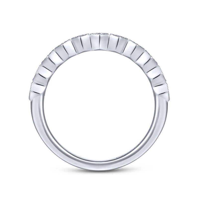 Gabriel & Co. 14k White Gold Victorian Diamond Wedding Band