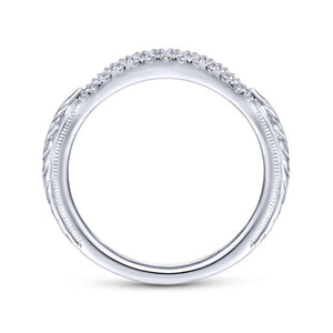 Gabriel & Co. 14k White Gold Victorian Curved Wedding Band