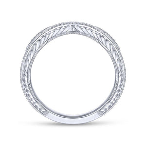 Gabriel & Co. 14k White Gold Victorian Curved Wedding Band