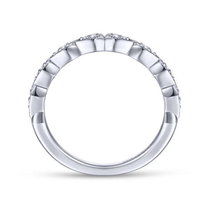 Gabriel & Co. 14k White Gold Victorian Diamond Wedding Band