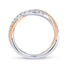 Gabriel & Co. Two Tone 14k Gold Contemporary Curved Wedding Band