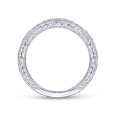 Gabriel & Co. 14k White Gold Victorian Curved Wedding Band