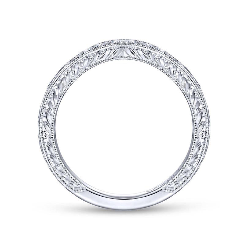 Gabriel & Co. 14k White Gold Victorian Curved Wedding Band