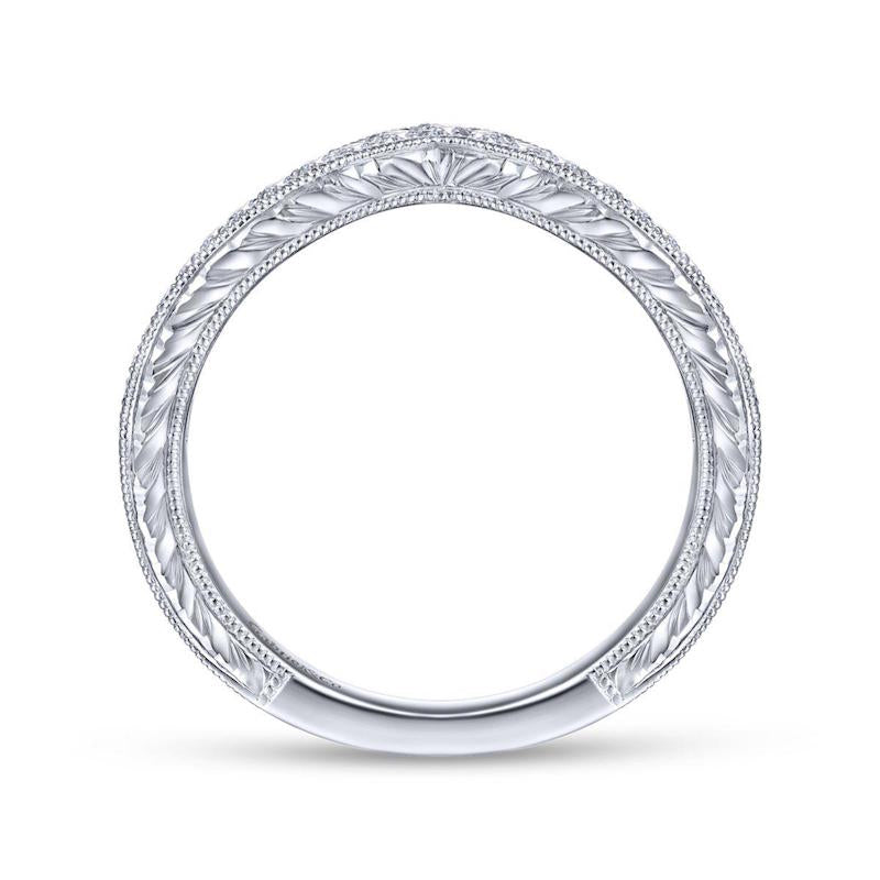 Gabriel & Co. 14k White Gold Contemporary Curved Wedding Band