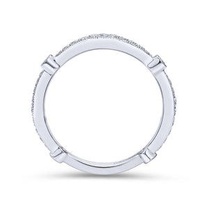 Gabriel & Co. 14k White Gold Victorian Diamond Wedding Band