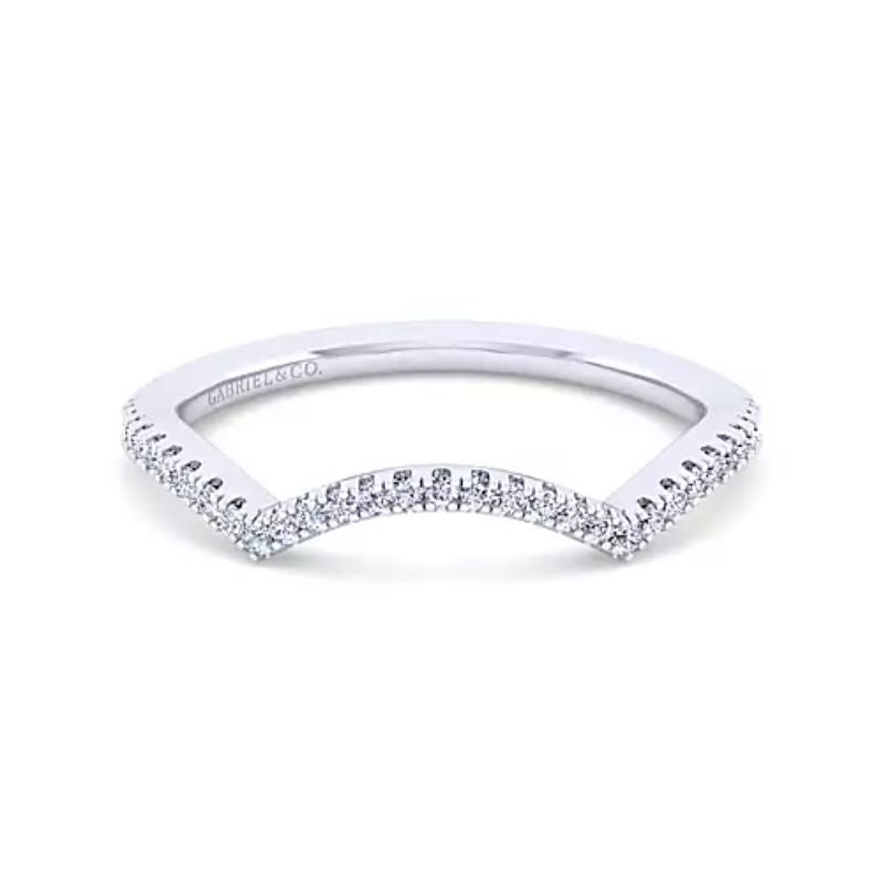 Gabriel & Co. 14K White Gold Contemporary Curved Wedding Band