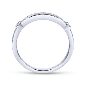 Gabriel & Co. 14k White Gold Victorian Diamond Wedding Band
