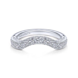Gabriel & Co. 14k White Gold Contemporary Curved Wedding Band