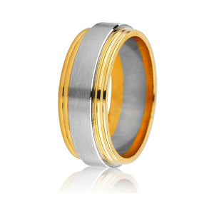 Gravure 14k Two Tone Gold 6mm Carved Wedding Band